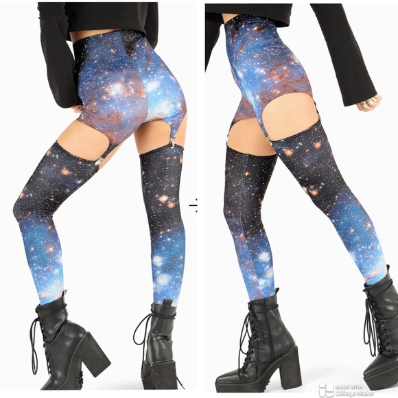Galaxy Blue Suspender Leggings- Size Medium BlackMilk Clothing - Picture 1 of 9